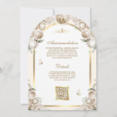 Invitation Crème d'ivoire Floral Arc d'or musulman Mariage (Dos)