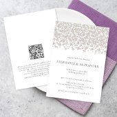 Invitation Crème d'ivoire Pearl moderne Mariage de code QR