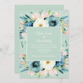 Invitation Crème d'ivoire rose Mariage de la menthe de fécule (Devant / Derrière)