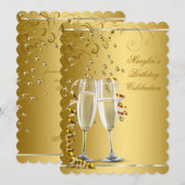 Invitation Crème d'or et d'ivoire pour un anniversaire (Devant / Derrière)