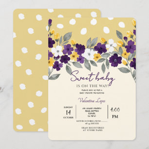 Invitation Crème Douce   Baby Shower Fleurs Colorées 