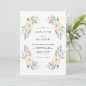 Invitation Crème Douce Floraison Romance Mariage (Debout devant)