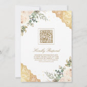 Invitation Crème douce Rose Gold Lace QR Code Musulman Mariag (Dos)