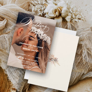 Invitation Crème Élégant Floral Boho Le Mariage De Photo