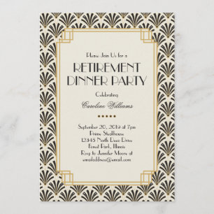 Invitation Crème élégante de partie de retraite d'art déco de