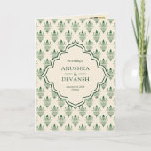 Invitation Crème Emerald Green Ikat All in One Mariage indien (Devant)