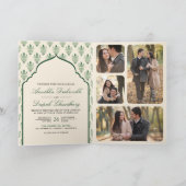 Invitation Crème Emerald Green Ikat All in One Mariage indien (Intérieur)