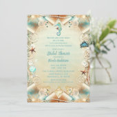 Invitation Crème enchantée sous perles de mer Ribbon Bridal (Debout devant)