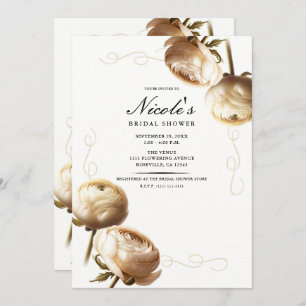 Invitation Crème et blanc Ranunculus Fête des mariées florale