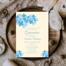 crème et bleu hydrangea floral unique quinceañera