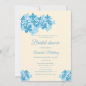 Invitation crème et bleu hydrangée fleurie douche nuptiale (Devant)