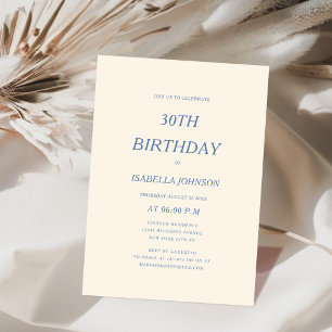 Invitation crème et bleu poussiéreux classique  30e anniversa