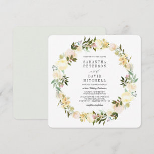 Invitation Crème et gris Botanique Garland Mariage floral