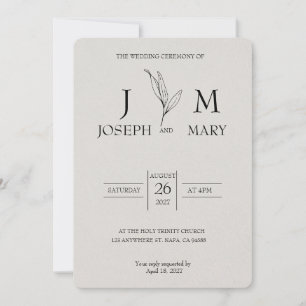 Invitation Crème et minimaliste noir Elegant Wedding Invitat