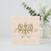 Invitation Crème et or Damas Anniversaire initial (Debout devant)