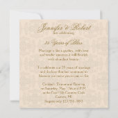 Invitation Crème et or Damas Anniversaire initial (Dos)