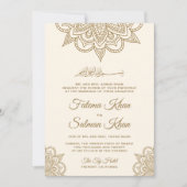 Invitation Creme et or Henna Mehndi Mariage musulman islamiqu (Devant)