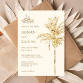 Invitation Crème et or Parties scintillant Date Palm Musulman