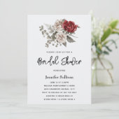 Invitation Crème et Rose rouge Boho Floral Bouquet Fête des m (Debout devant)