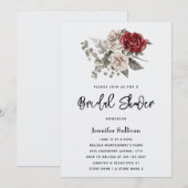 Invitation Crème et Rose rouge Boho Floral Bouquet Fête des m (Devant / Derrière)