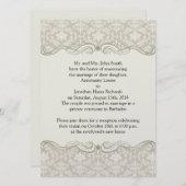 Invitation Crème et Tanné Damassé Spirales Après Mariage (Devant / Derrière)