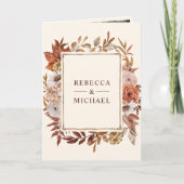 Invitation Crème et Terracotta Fleurs Code QR Mariage (Devant)