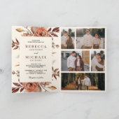 Invitation Crème et Terracotta Fleurs Code QR Mariage (Intérieur)