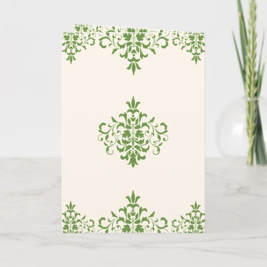 Invitation Crème et vert Damask Mariage musulman islamique (Dos)