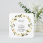 Invitation Crème et vert de forêt | Mariage Floral Garland (Debout devant)