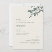 Invitation Crème Eucalyptus & Fête des mariées moderne vert f (Devant)