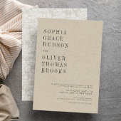 Invitation Crème Faux Lin & Lace Mariage campagnard Chic