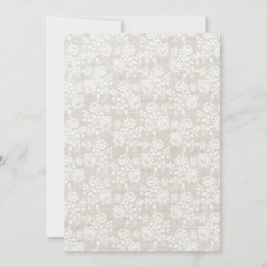Invitation Crème Faux Lin & Lace Mariage campagnard Chic (Dos)