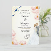 Invitation Crème Floral Rustique Mariage (Debout devant)