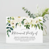 Invitation Crème florale blanche belle retraite fête (Debout devant)