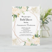Invitation Crème florale géométrique Fête des mariées Roses b (Debout devant)