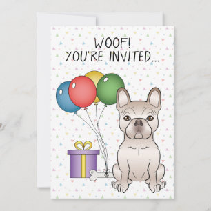Invitation Crème French Bulldog mignonne Cartoon Chien Annive
