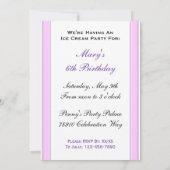 Invitation Crème glacée Anniversaire Fête Pink Stripe Invitat (Dos)