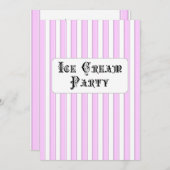 Invitation Crème glacée Anniversaire Fête Pink Stripe Invitat (Devant / Derrière)
