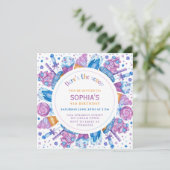 Invitation Crème glacée Anniversaire Filles Enfants Voici la  (Debout devant)