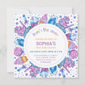 Invitation Crème glacée Anniversaire Filles Enfants Voici la  (Devant)