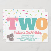 Invitation Crème glacée arrose les filles pastel fête d'anniv (Devant / Derrière)