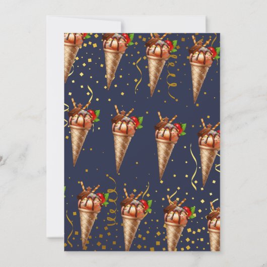 Invitation Crème glacée au chocolat doux Marine Bleu Annivers (Dos)