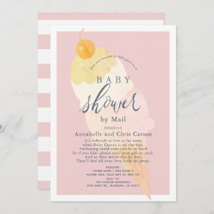 Invitation Crème glacée Baby shower de fille rose par courrie