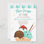 Invitation Crème glacée bleu et menthe Trois Scoops de Fun (Devant)