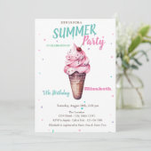 Invitation Crème glacée Cerise été Anniversaire (Debout devant)