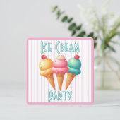 Invitation Crème glacée colorée (Debout devant)