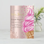 Invitation Crème glacée Cone Confetti Sucres Baby shower (Debout devant)