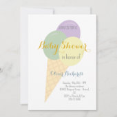 Invitation Crème glacée Cone Scoop Baby shower pour enfants (Devant)