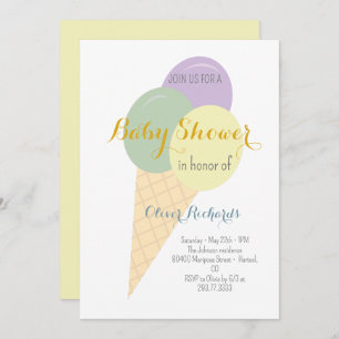 Invitation Crème glacée Cone Scoop Baby shower pour enfants