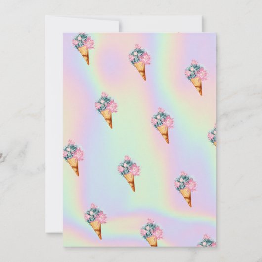 Invitation Crème glacée cool Cactus Holographique Anniversair (Dos)